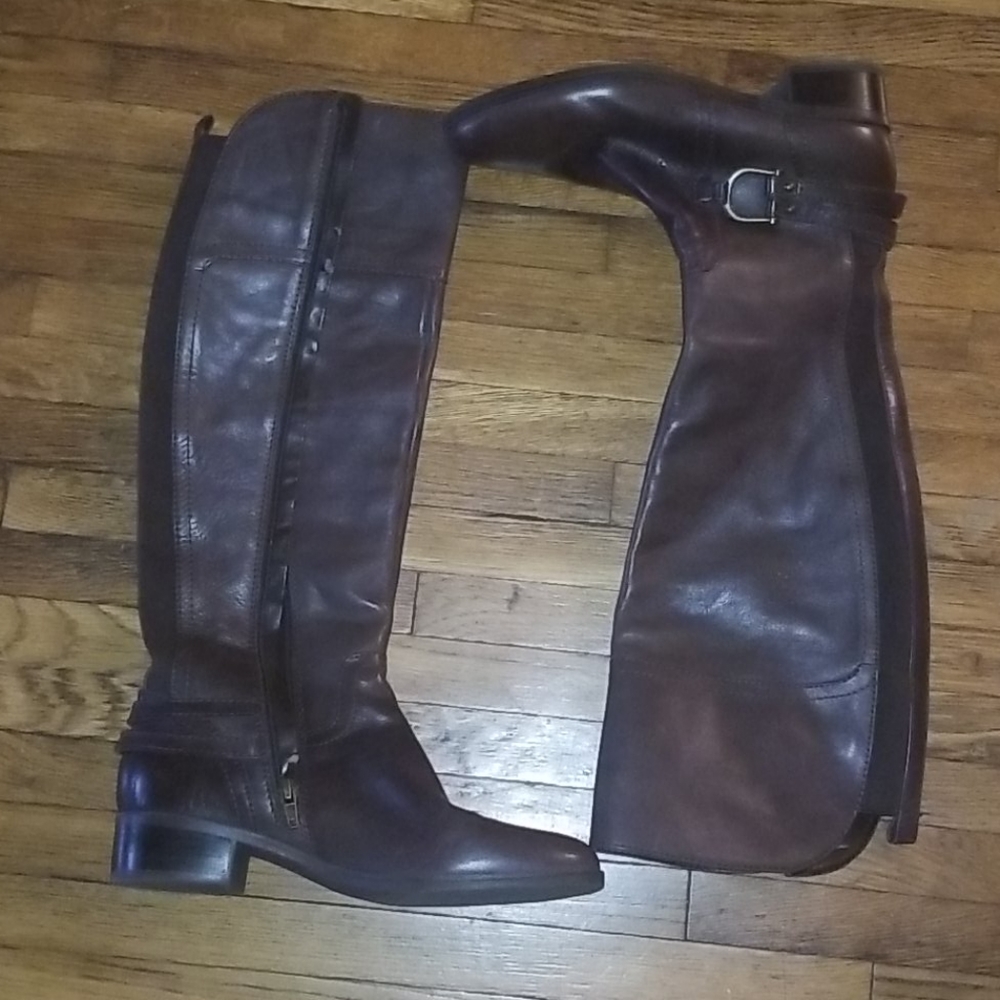 Brown leather riding boots